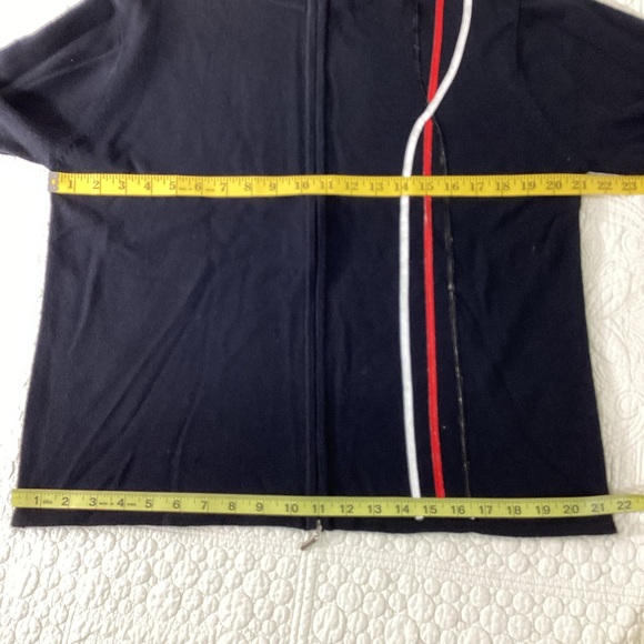 Vintage Jenny Retro Full Zip Sweater Women’s Size Large Black w/Red White Stripe - Picture 9 of 11